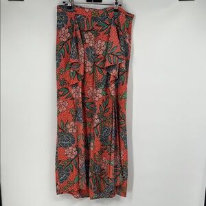 Kate & Mallory Vibrant Floral Wide Leg Open Front Pants Size Large